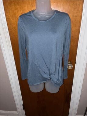 Vanilla Star Twist-Front Long Sleeve Top - Slate Blue
